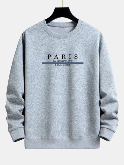 Stripe Paris Slogan Print Relax Fit Sweatshirt