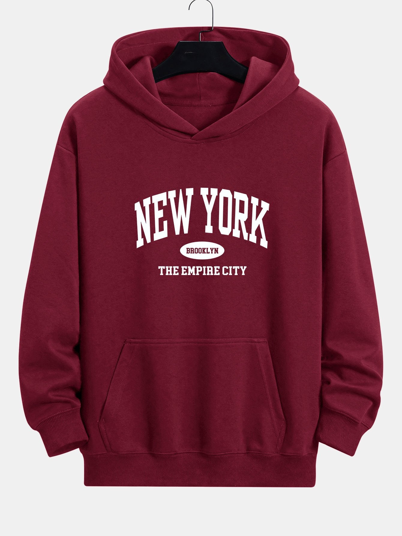 New York Slogan Print Relax Fit Hoodie