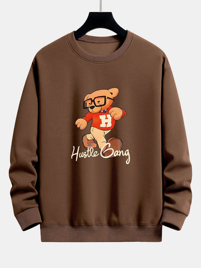 Bear With Glasses Print Relax Fit Sweatshirt