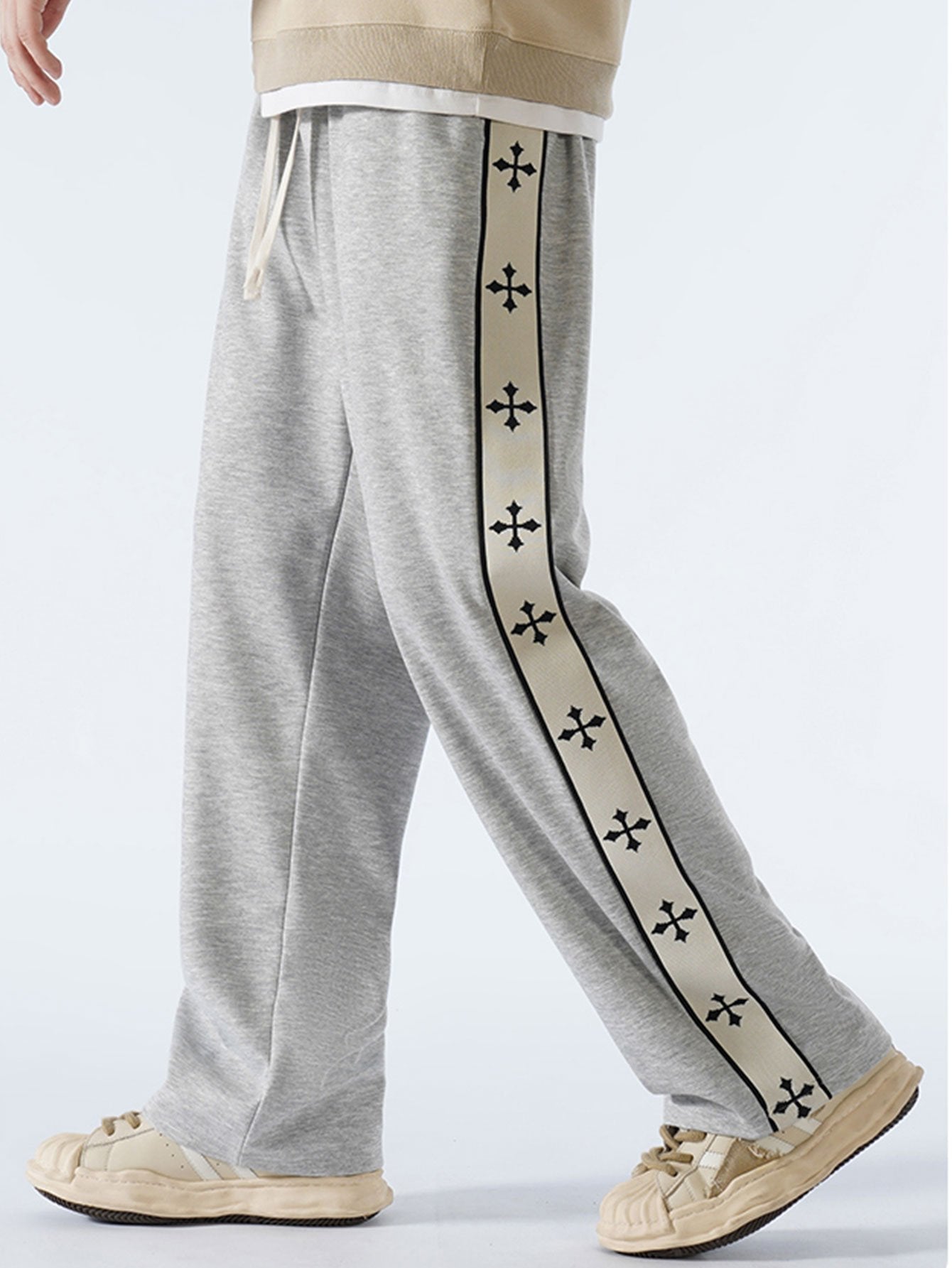 Relax Fit Cross Side Stripe Straight Leg Pants