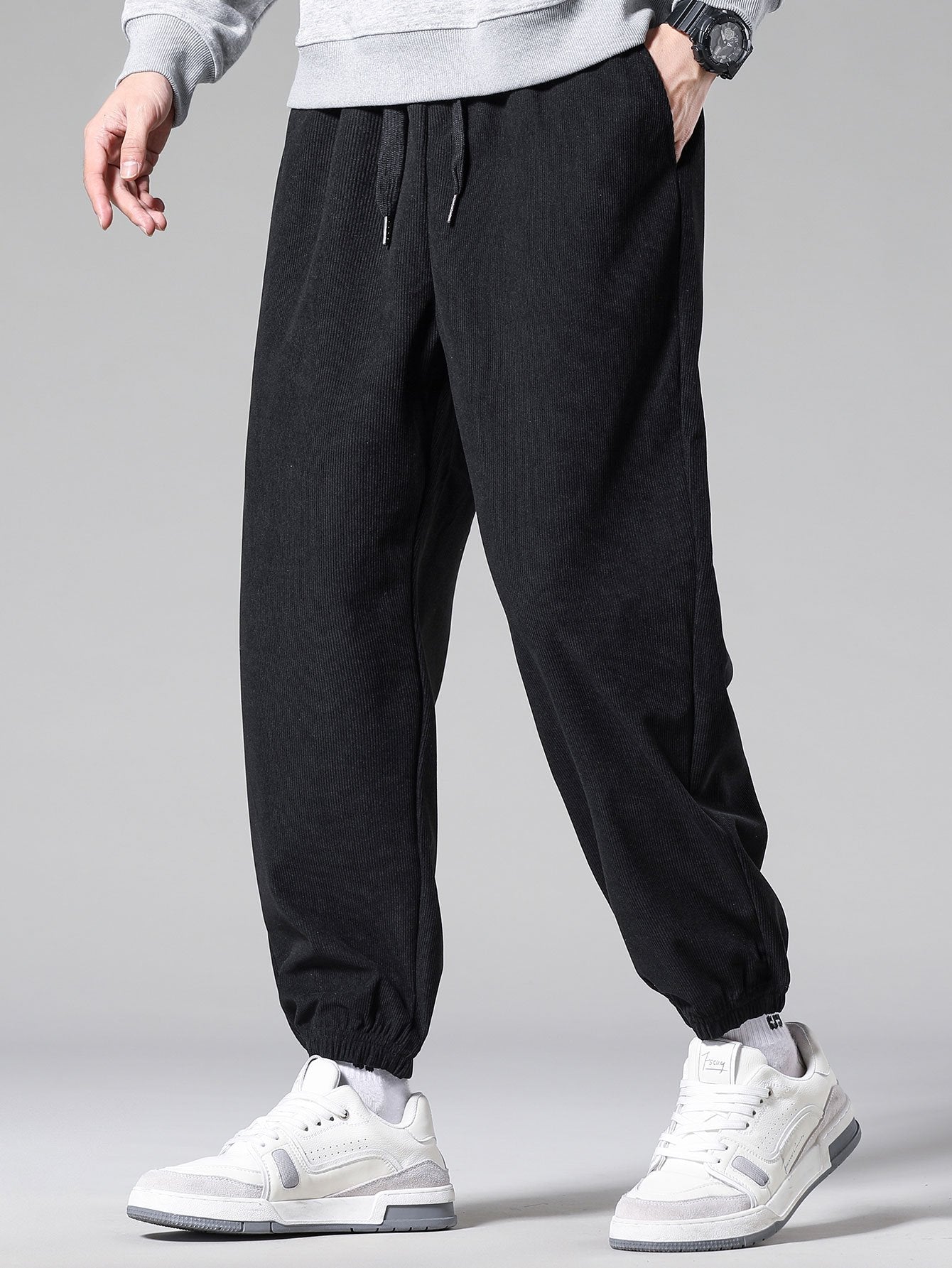 Corduroy Drawstring Jogging Pants