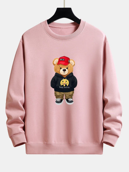 Streetwear  Bear Print Relax Fit Sweatshirt