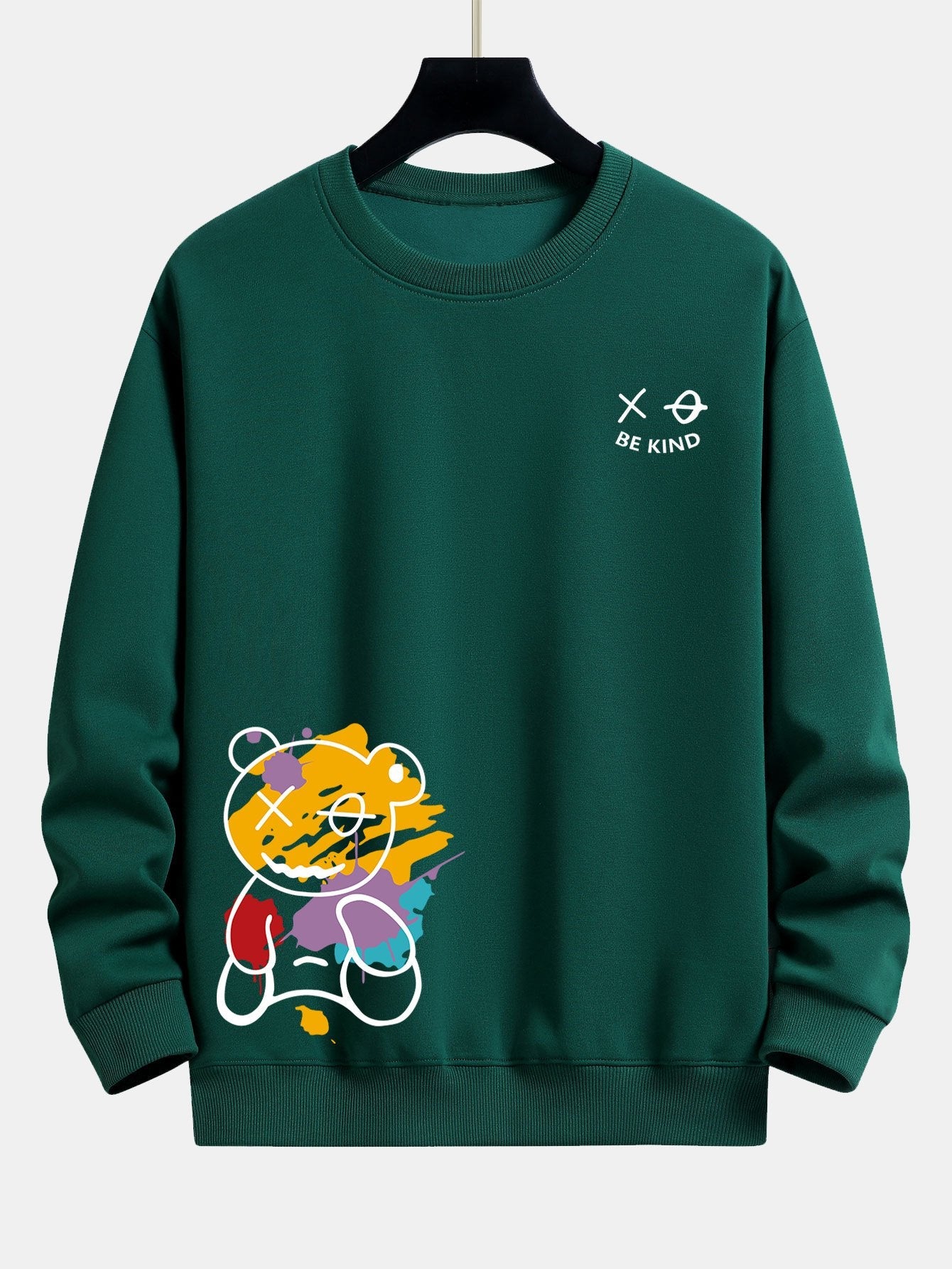 Graffiti Bear Print Relax Fit Sweatshirt & Jogging Pants