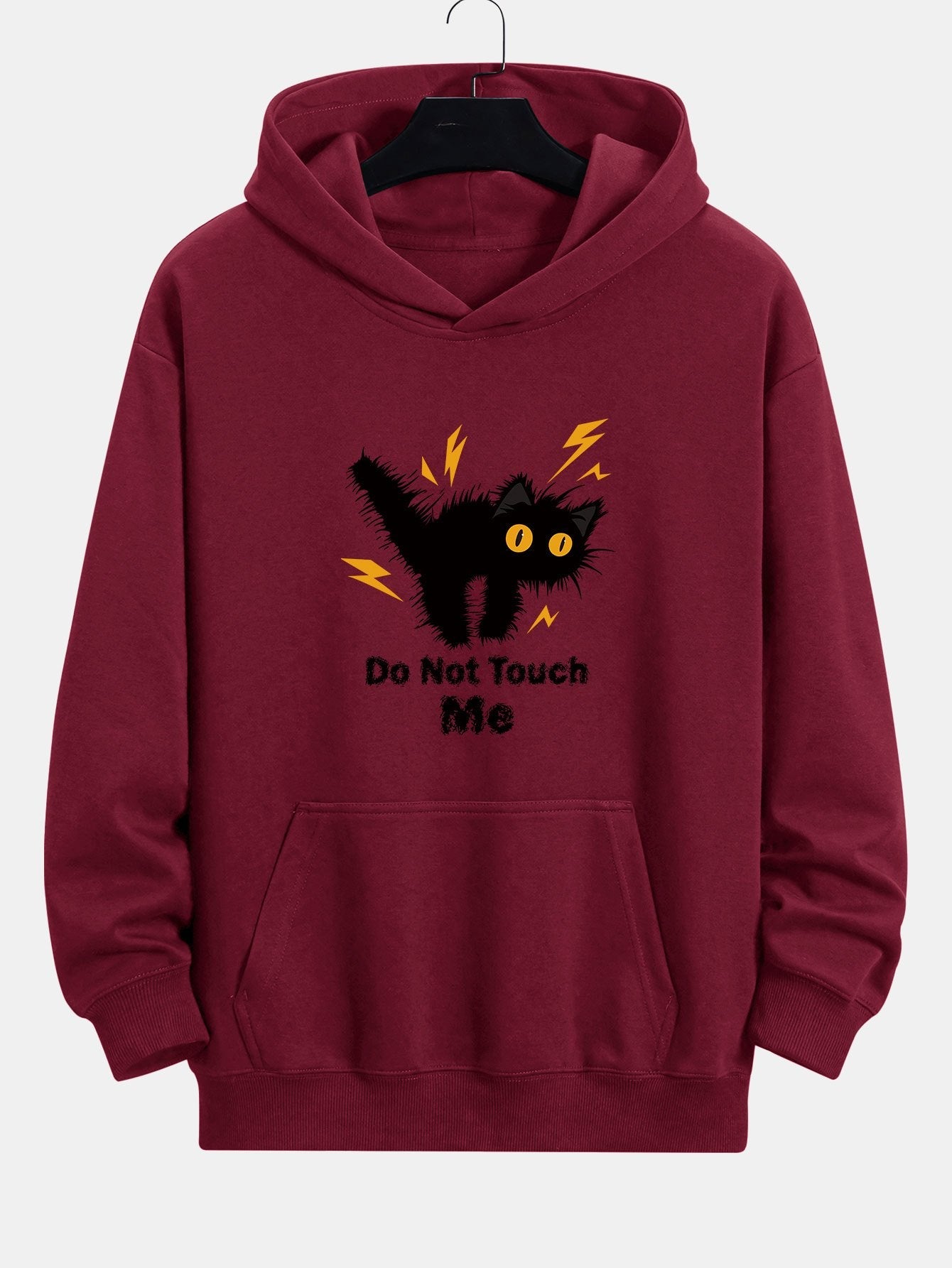 Angry Cat Print Relax Fit Hoodie