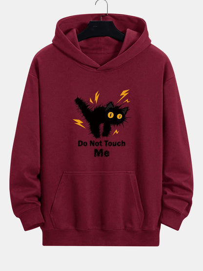 Angry Cat Print Relax Fit Hoodie