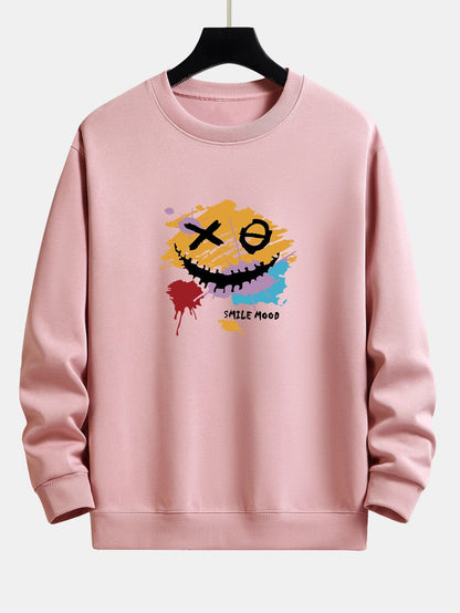 Graffiti Smiley Face Print Relax Fit Sweatshirt