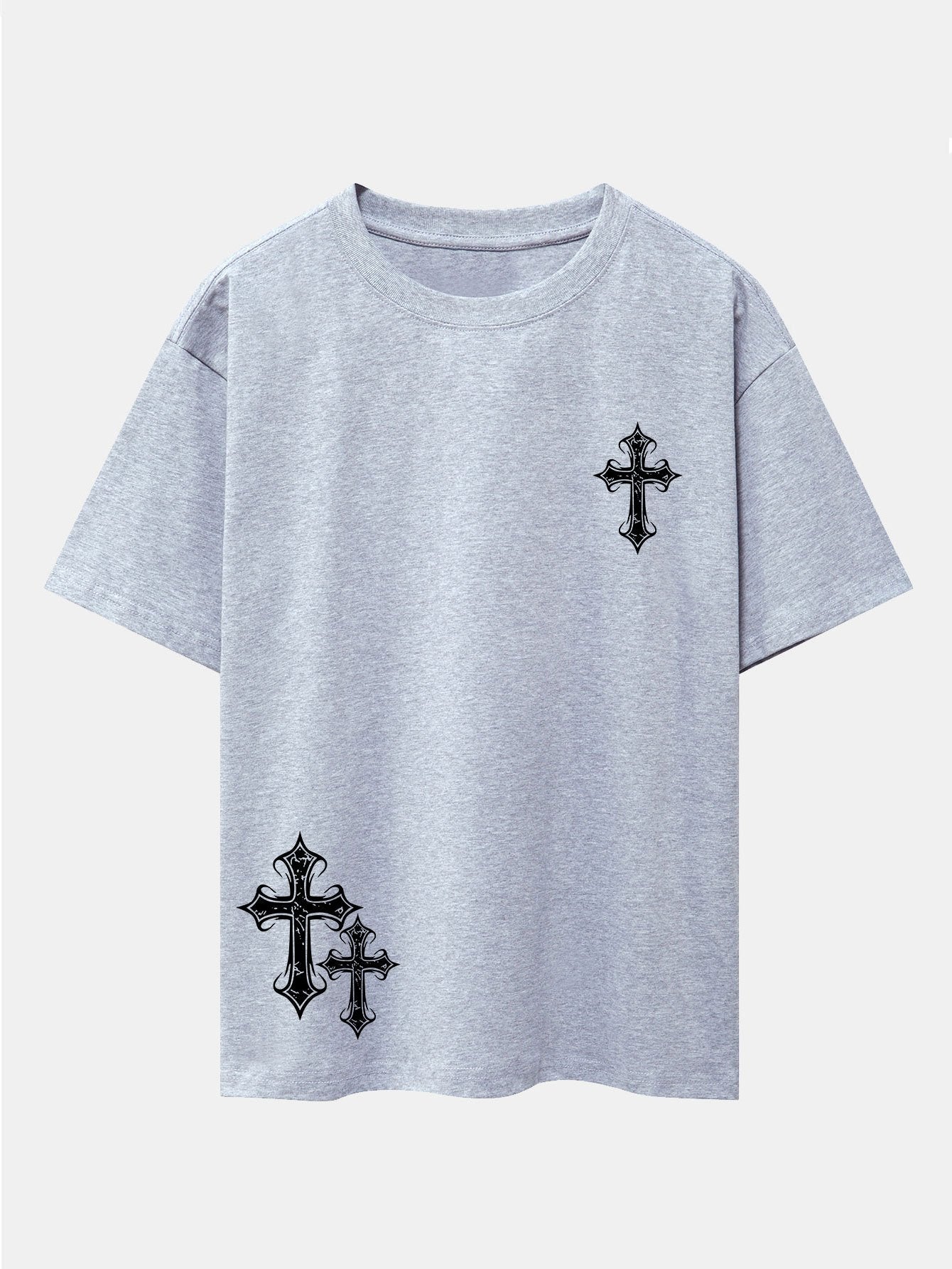 Cross Print Drop Shoulder Oversize T-Shirt