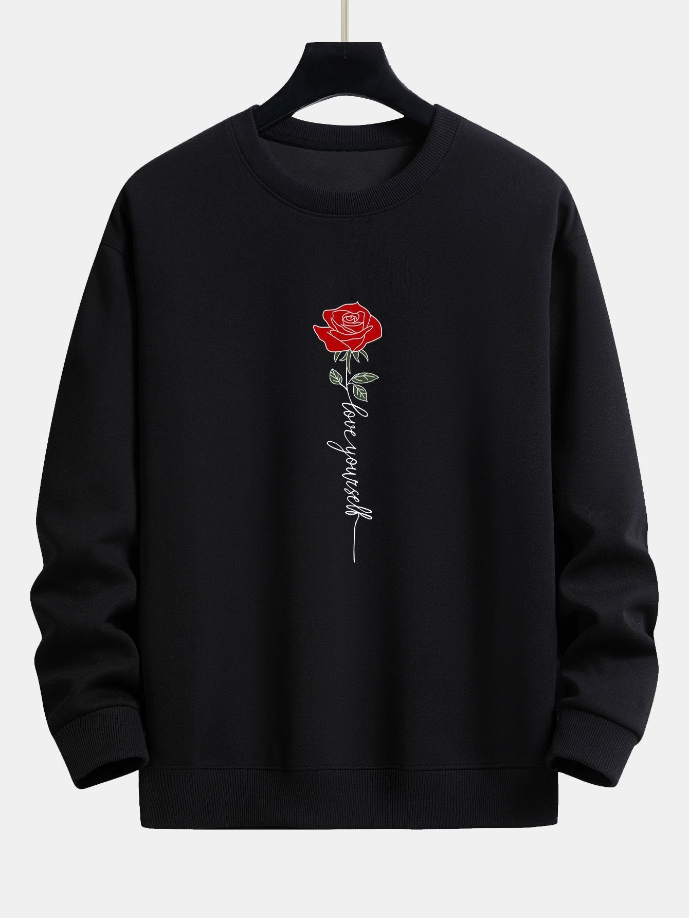 Rose Slogan Print Relax Fit Sweatshirt