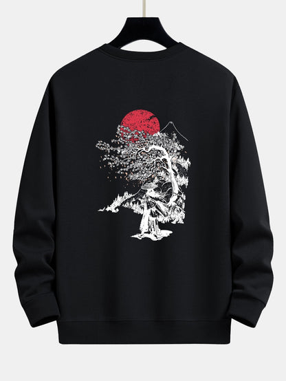 Japanese Samurai Back Print Relax Fit Sweatshirt