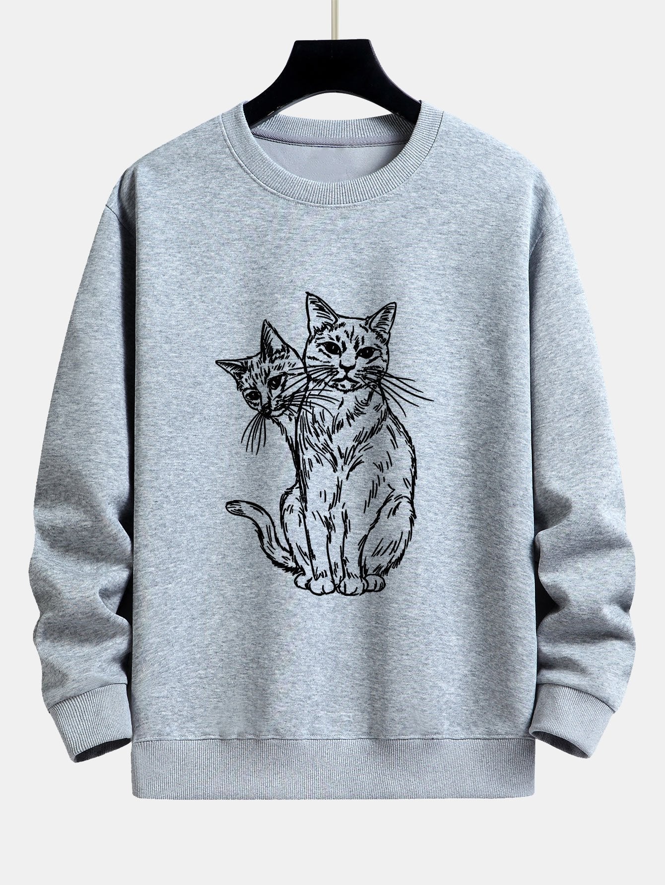 Two Cats Print Relax Fit Sweatshirt