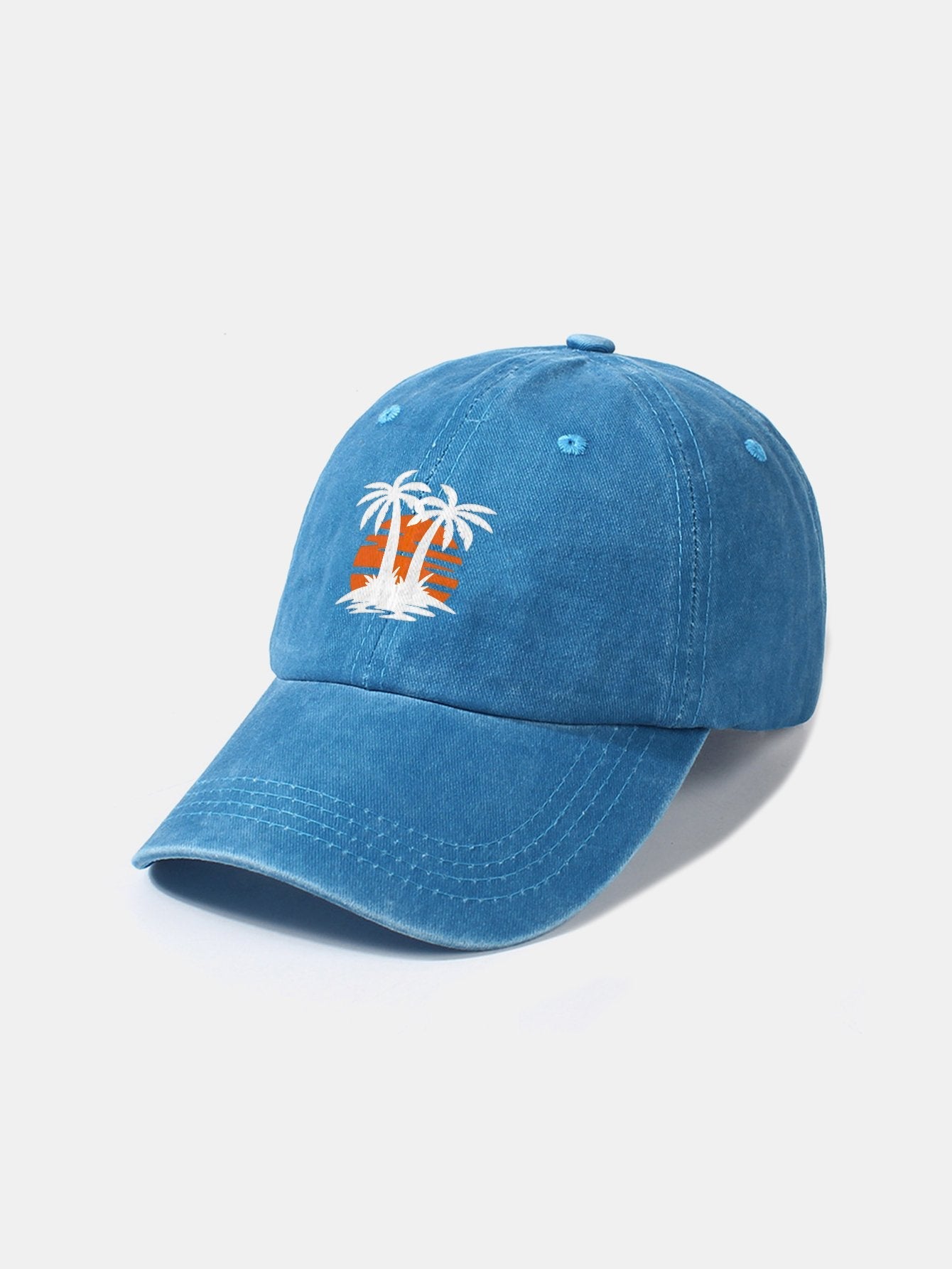 Coconut tree sunset pattern classic retro washed cotton casual baseball cap