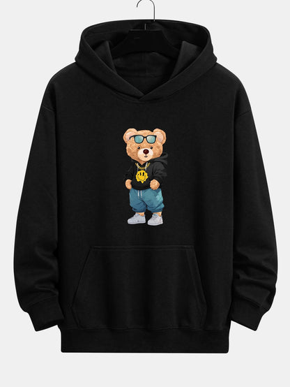 Hip Hop Bear Print Relax Fit Hoodie