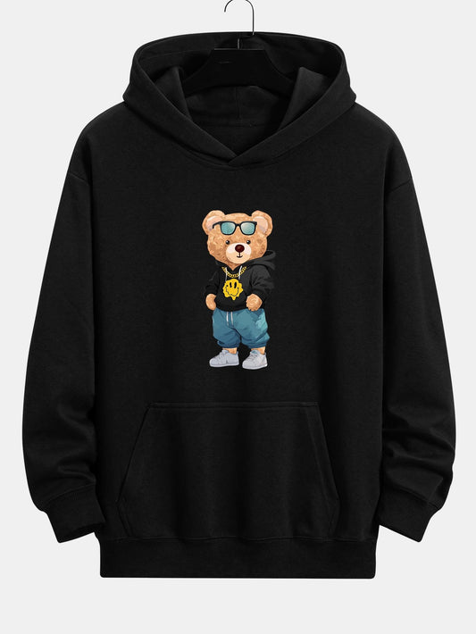 Hip Hop Bear Print Relax Fit Hoodie