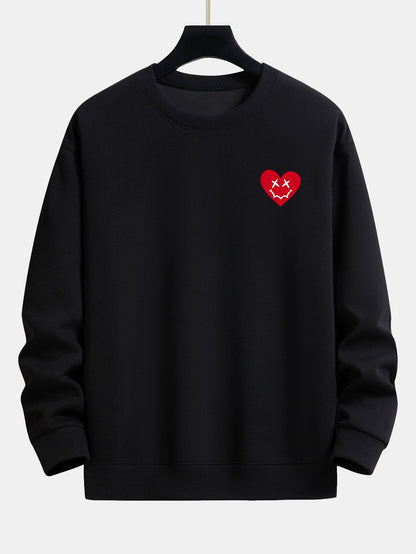 Heart Shaped Smiley Face Print Relax Fit Sweatshirt