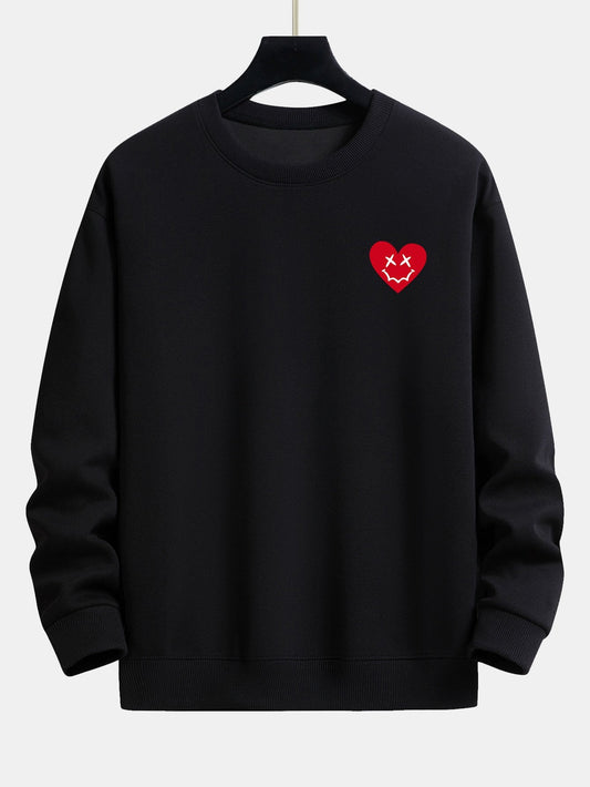 Heart Shaped Smiley Face Print Relax Fit Sweatshirt