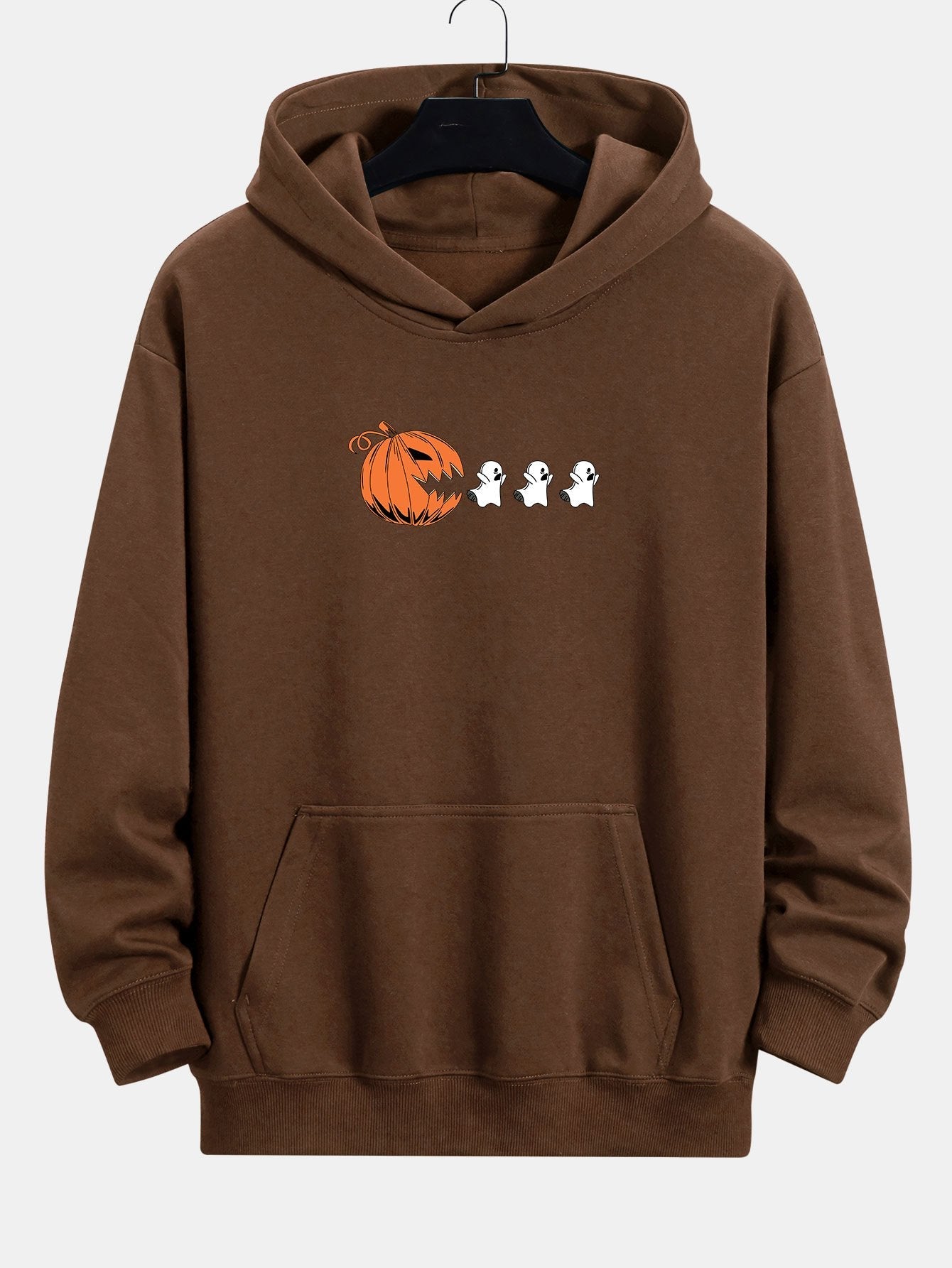 Pumpkin Chasing Ghosts Print Relax Fit Hoodie