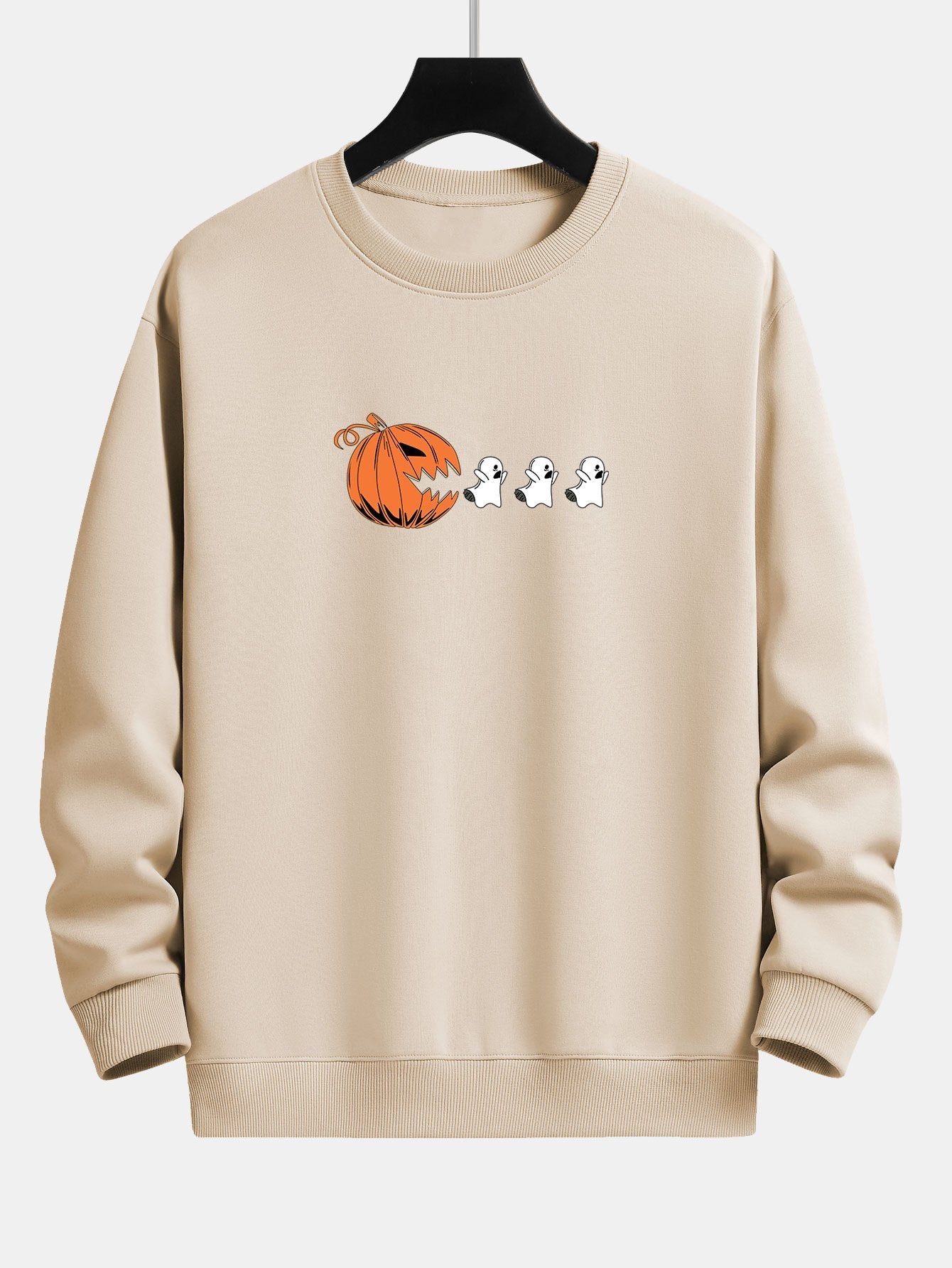 Pumpkin Chasing Ghosts Print Relax Fit Sweatshirt