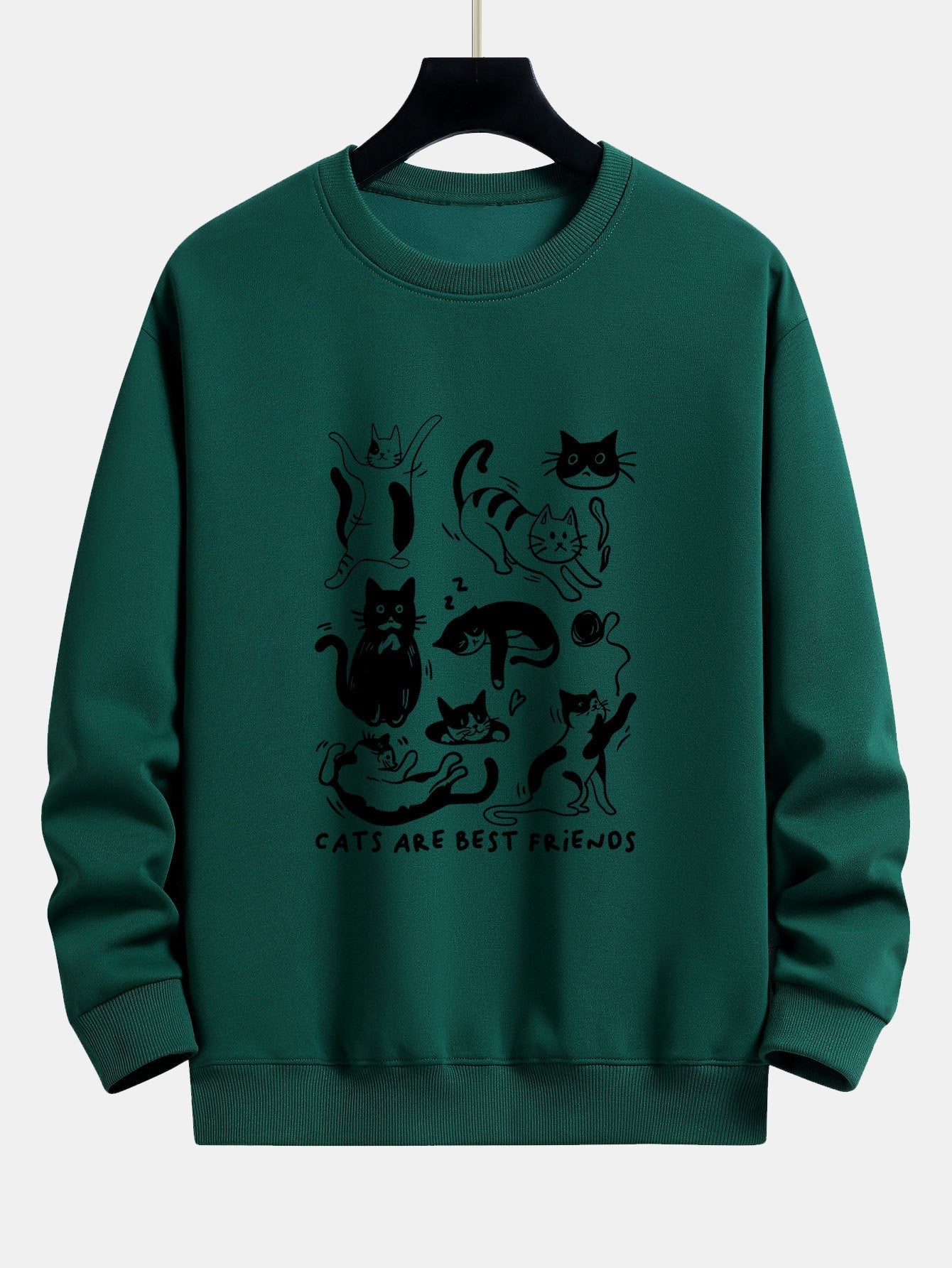 Funny Cat Print Relax Fit Sweatshirt