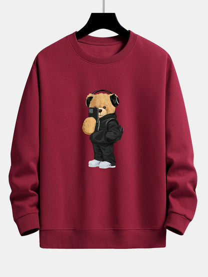 Fashion Bear Taking Photo Print Relax Fit Sweatshirt