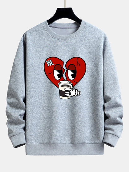 Drinking Coffee With A Broken Heart Print Relax Fit Sweatshirt