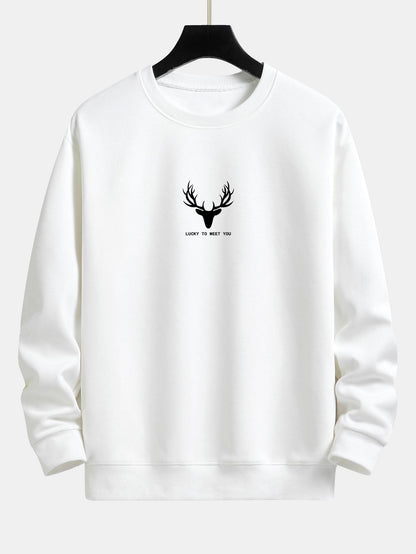 Silhouette Head Deer Print Relax Fit Sweatshirt