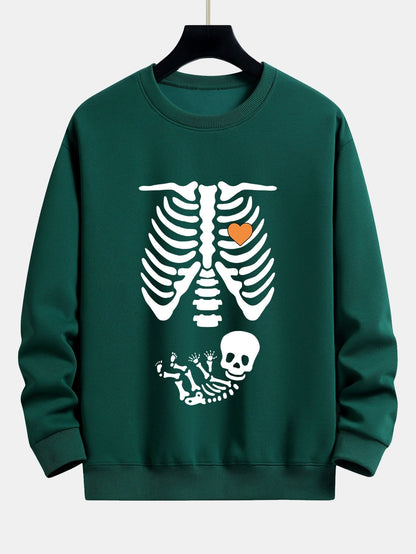 Funny Skeleton Baby Print Relax Fit Sweatshirt