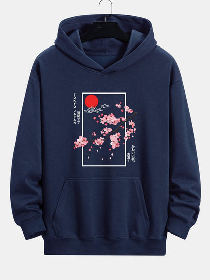 Cherry Blossom Slogan Print Relax Fit Hoodie