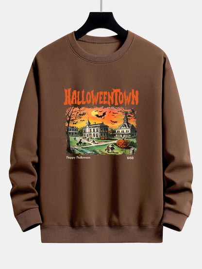 Halloween Town Print Relax Fit Sweatshirt