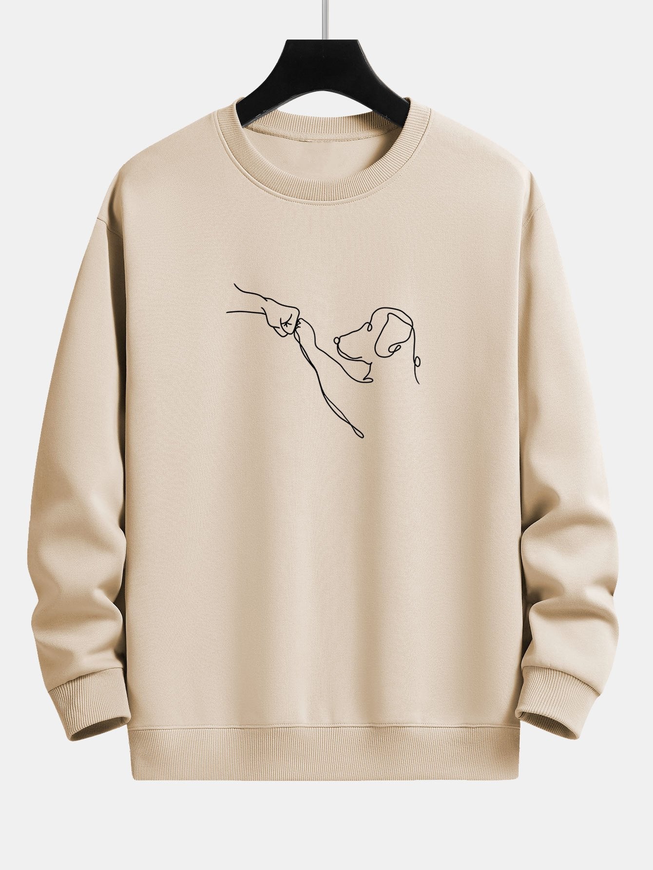 Dog Line Drawing Print Relax Fit Sweatshirt