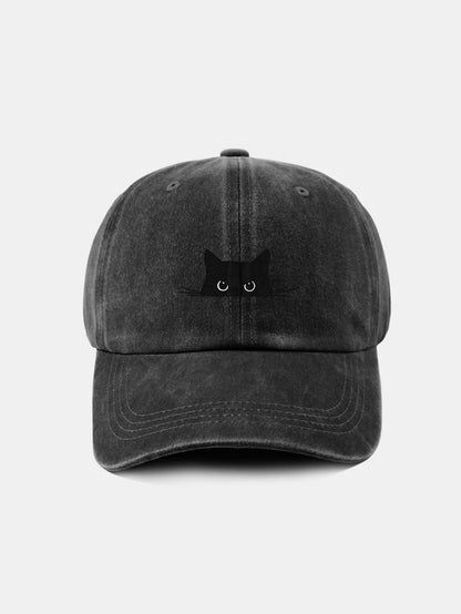 Cat Pattern Casual Washed Cotton Baseball Cap