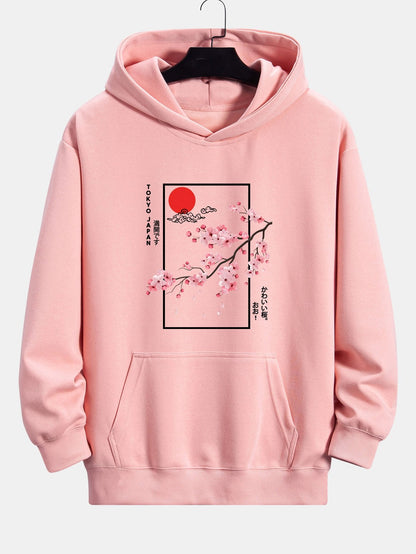 Cherry Blossom Slogan Print Relax Fit Hoodie