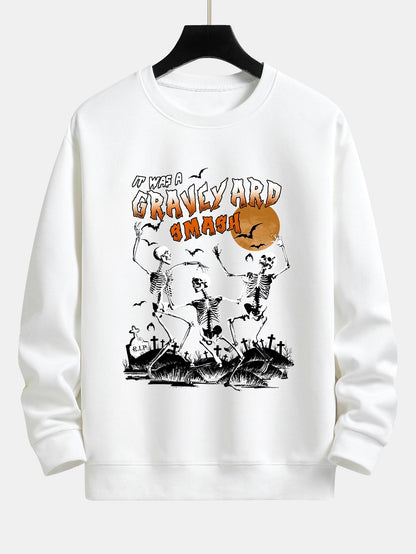 Halloween Dancing Skeleton Print Relax Fit Sweatshirt