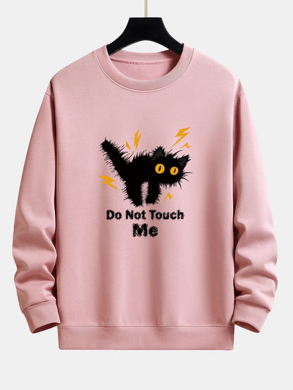 Angry Cat Print Relax Fit Sweatshirt