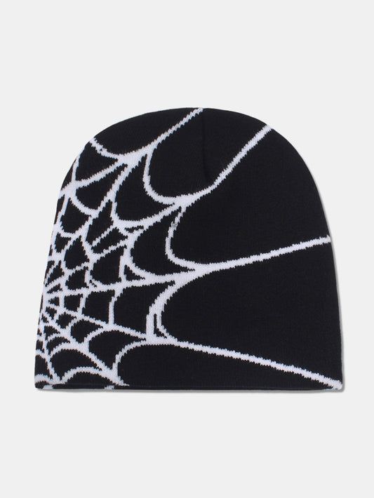 Spider Web Pattern Warm Knit Beanie Hat