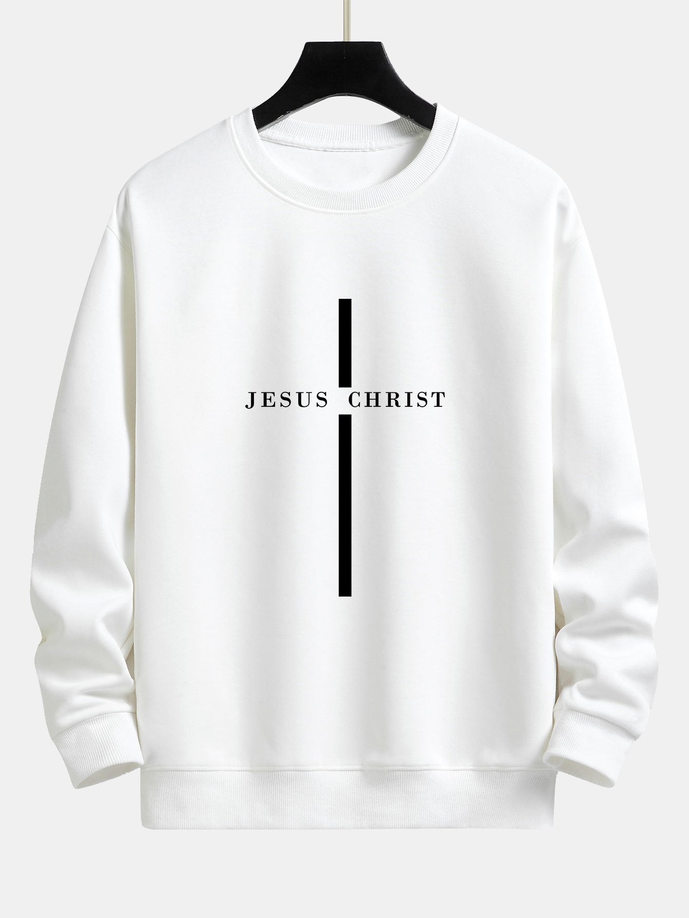 Jesus Christ Stripe Print Relax Fit Sweatshirt