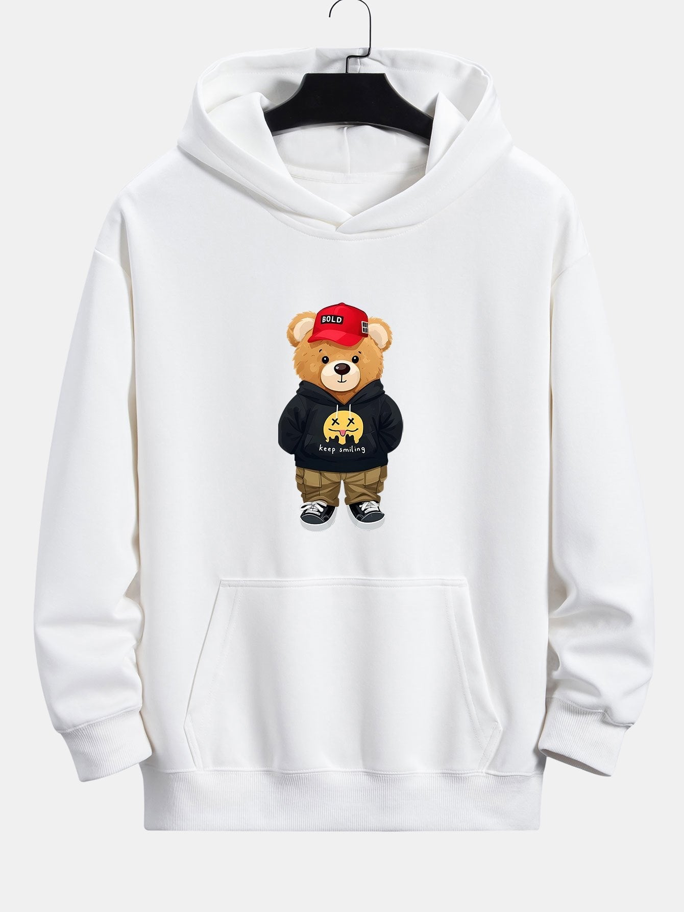 Hip Hop Bear Print Relax Fit Hoodie