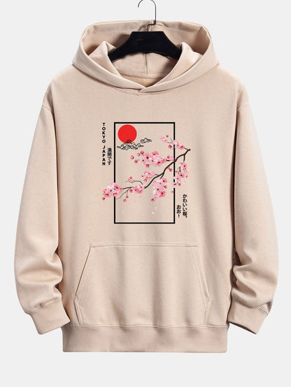 Cherry Blossom Slogan Print Relax Fit Hoodie