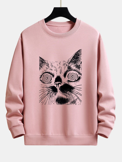 Sketch Cat Print Relax Fit Sweatshirt