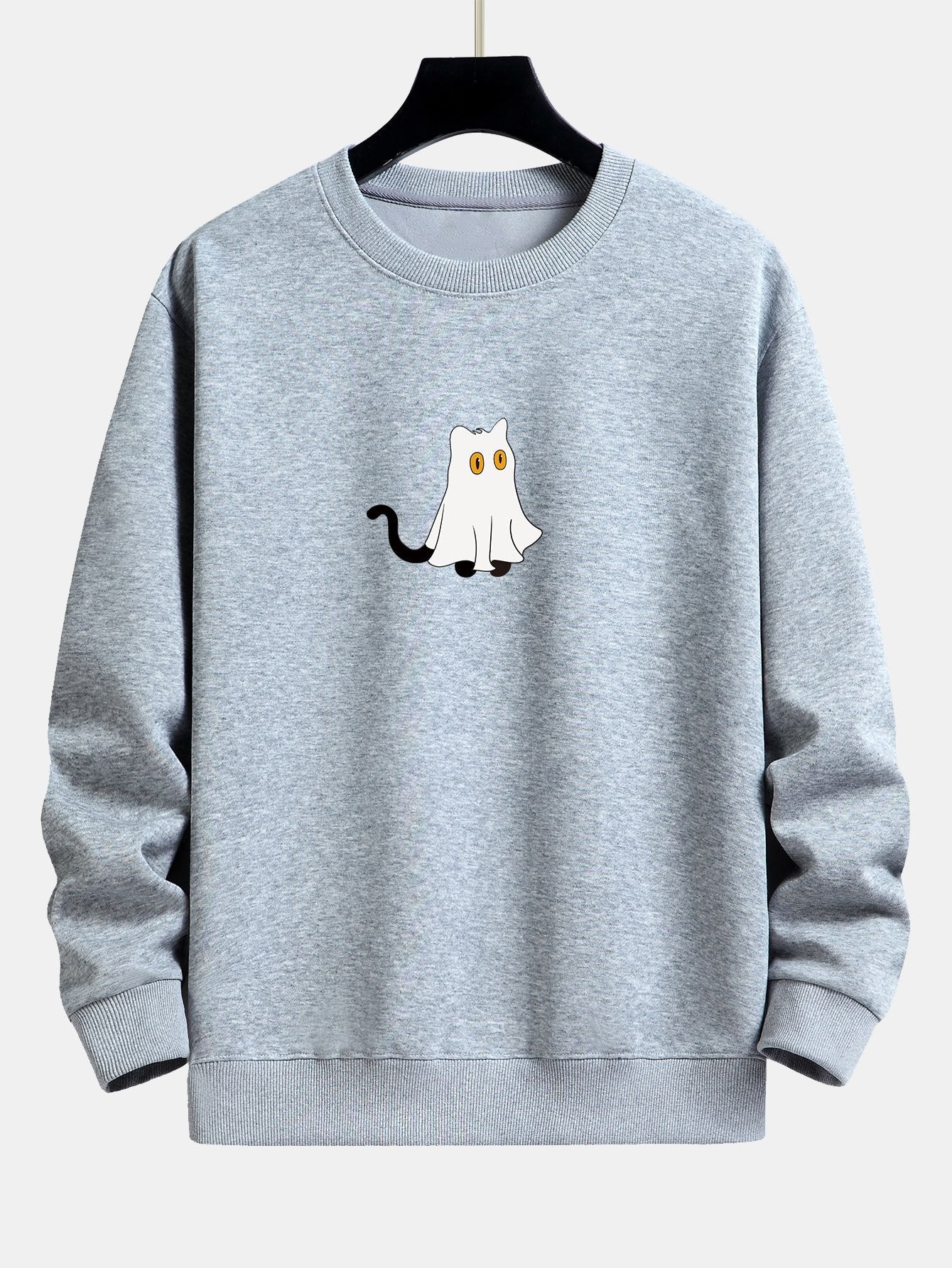 Cat Pretending To Be A Ghost Print Relax Fit Sweatshirt