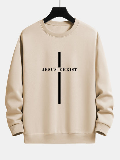 Jesus Christ Stripe Print Relax Fit Sweatshirt