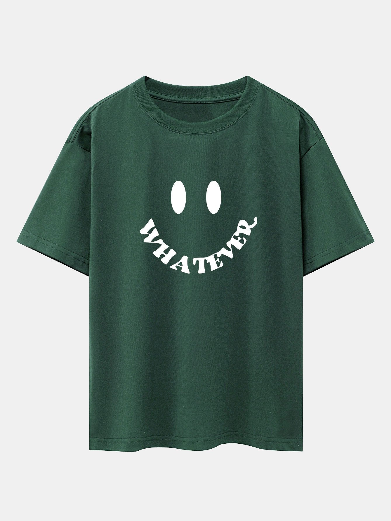 Smiley Face Slogan Print Drop Shoulder Oversize T-Shirt