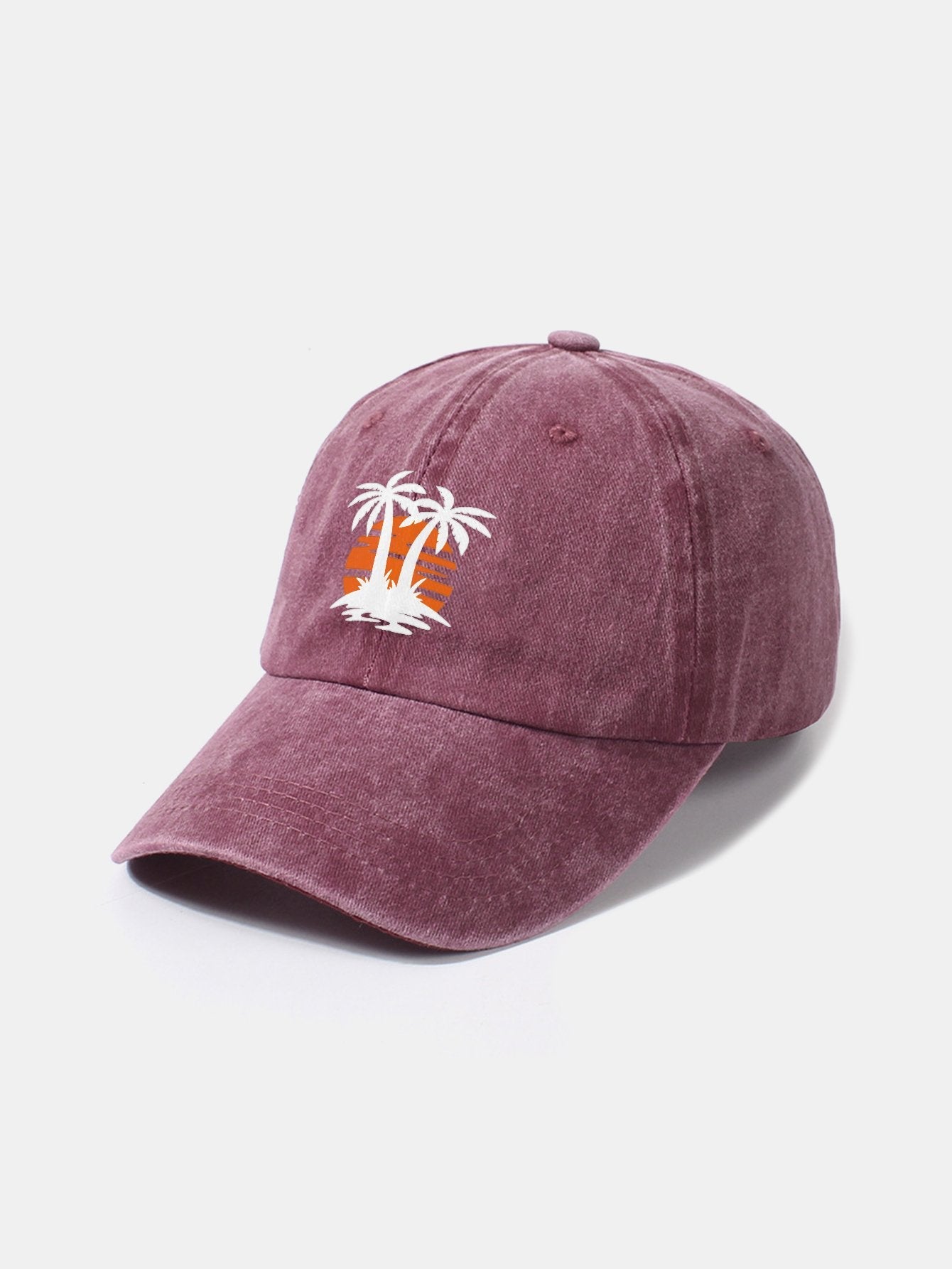 Coconut tree sunset pattern classic retro washed cotton casual baseball cap