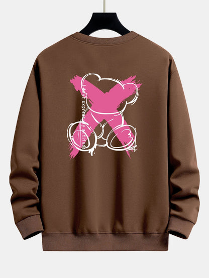 Graffiti Bear Print Relax Fit Sweatshirt