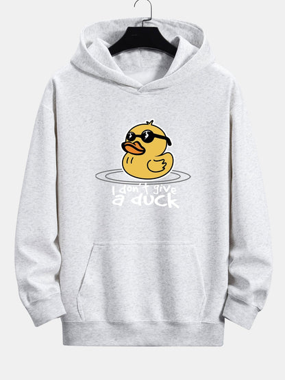 Yellow Duck With Sunglasses Print Relax Fit Hoodie