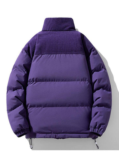 Corduroy Panel Puffer Coat