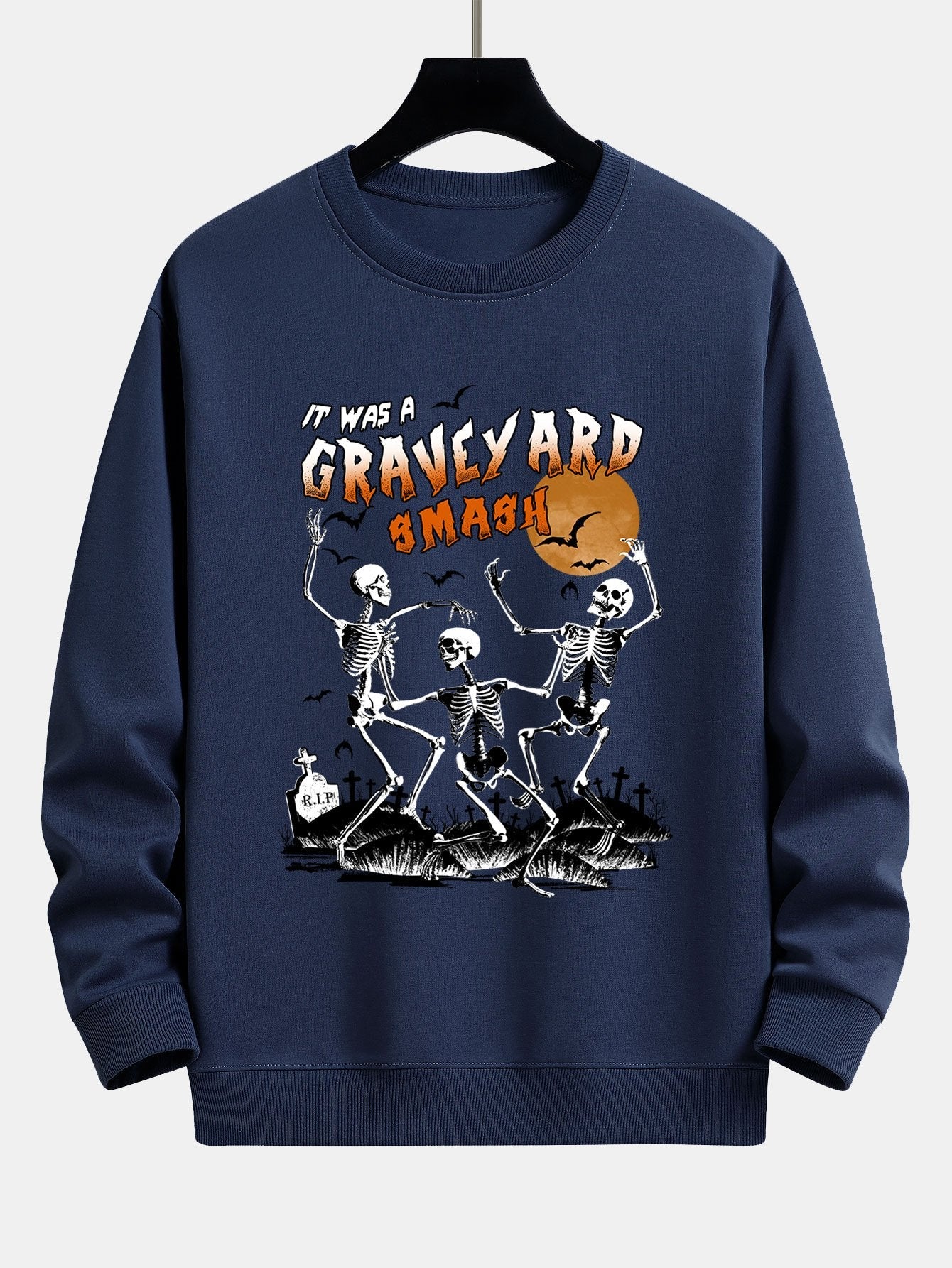 Halloween Dancing Skeleton Print Relax Fit Sweatshirt