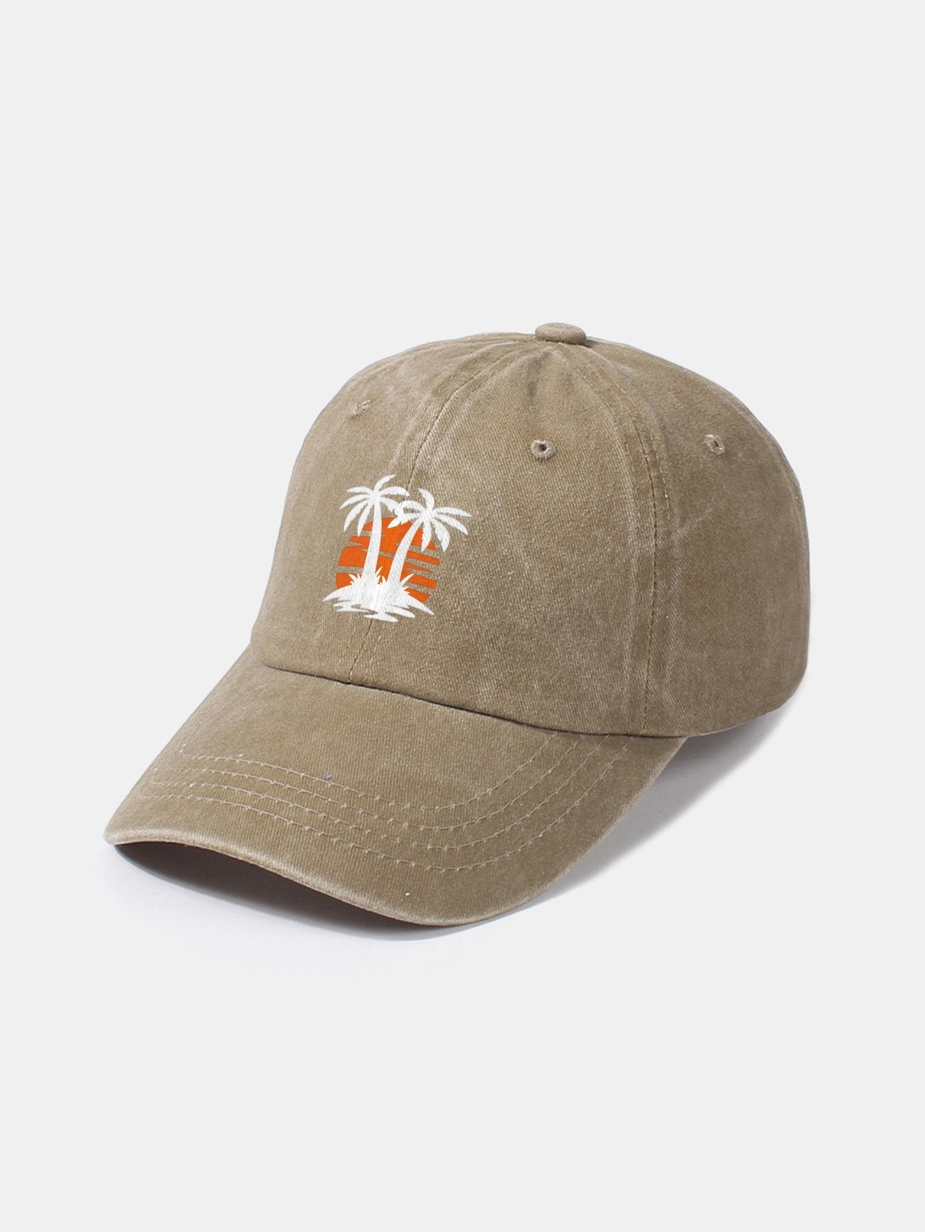 Coconut tree sunset pattern classic retro washed cotton casual baseball cap