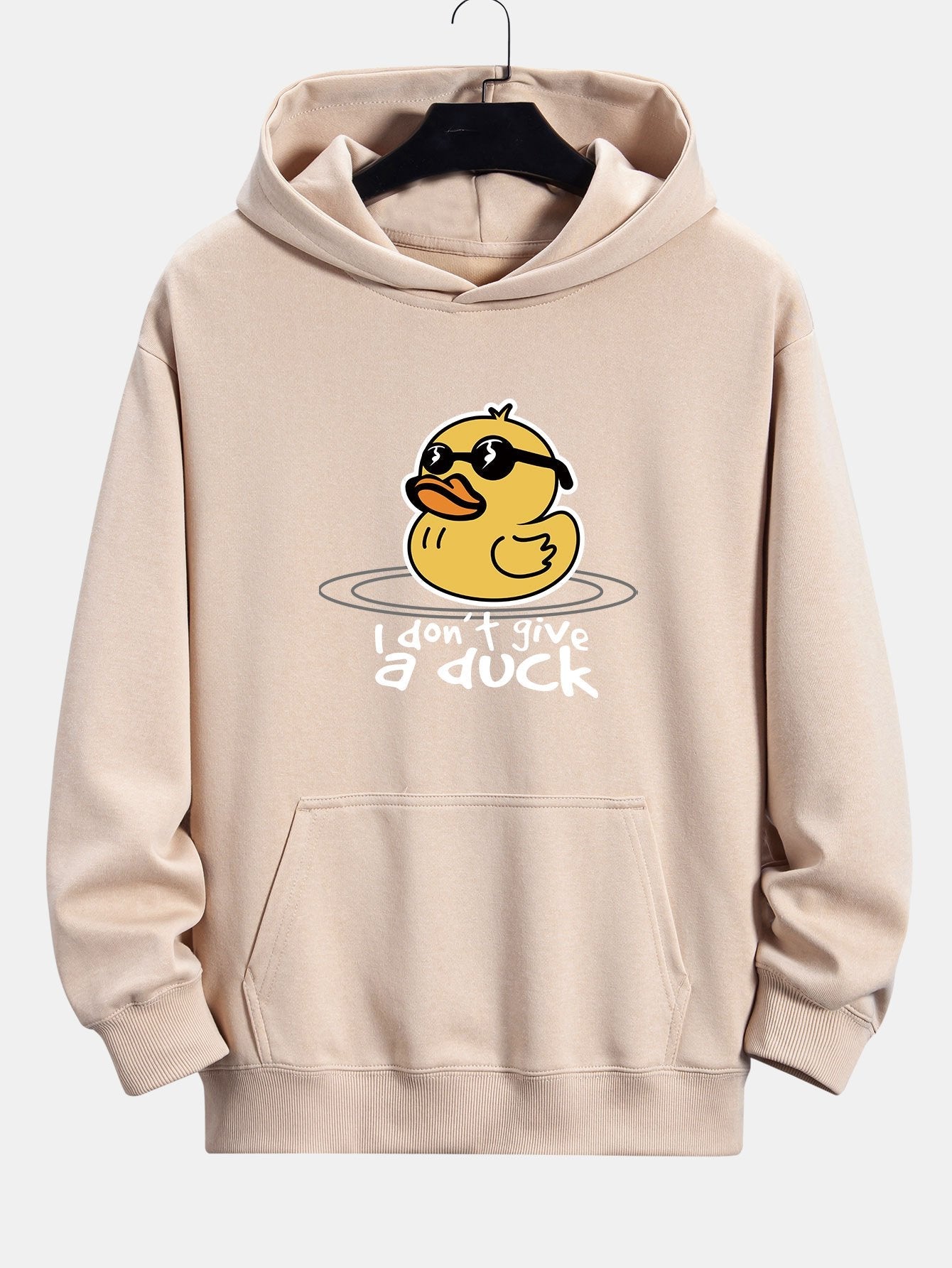 Yellow Duck With Sunglasses Print Relax Fit Hoodie