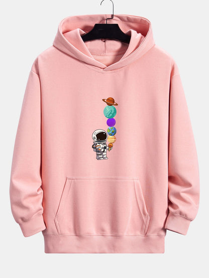 Planet Astronaut Print Relax Fit Hoodie