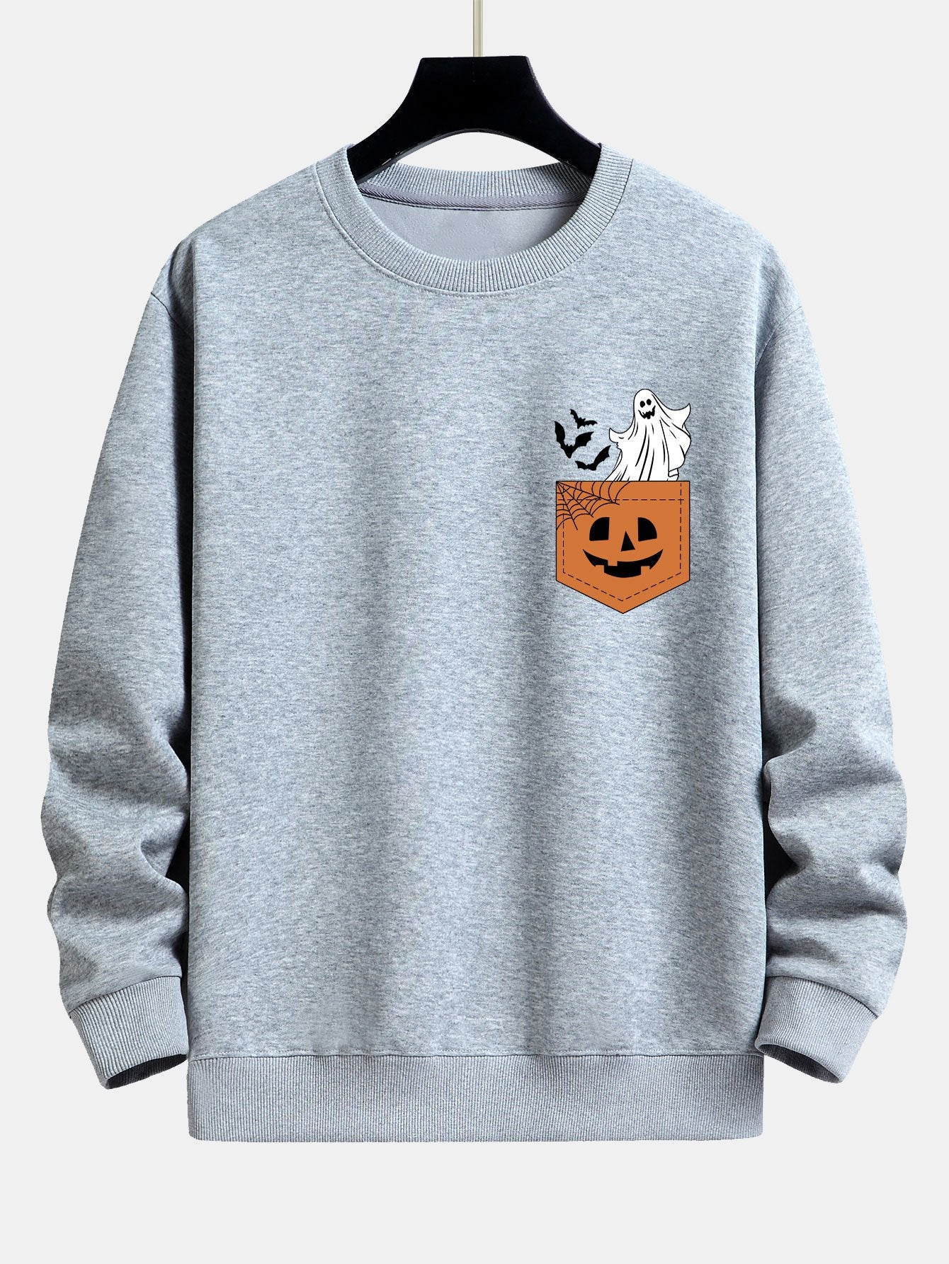 Pocket Pumpkin Ghost Print Relax Fit Sweatshirt